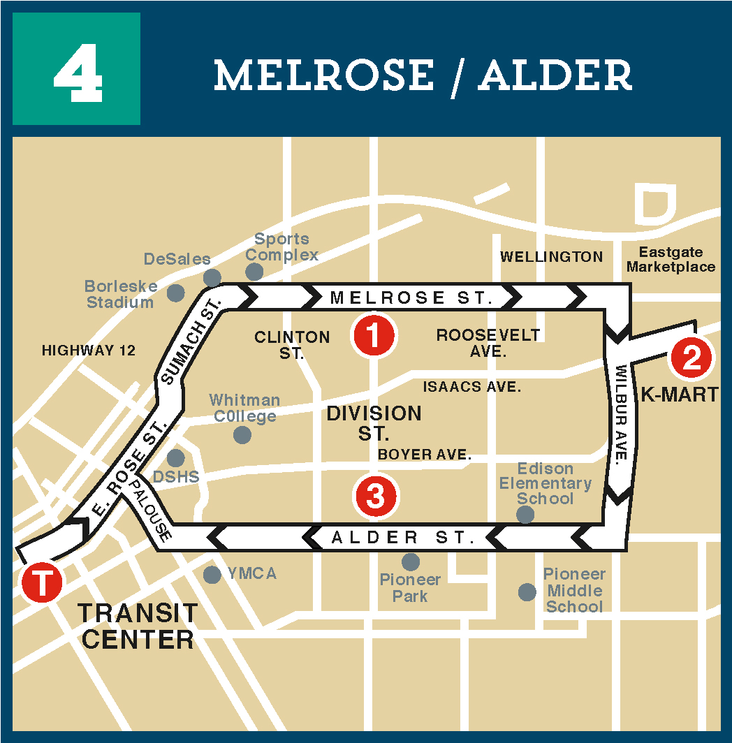 Route 4 Melrose or Alder