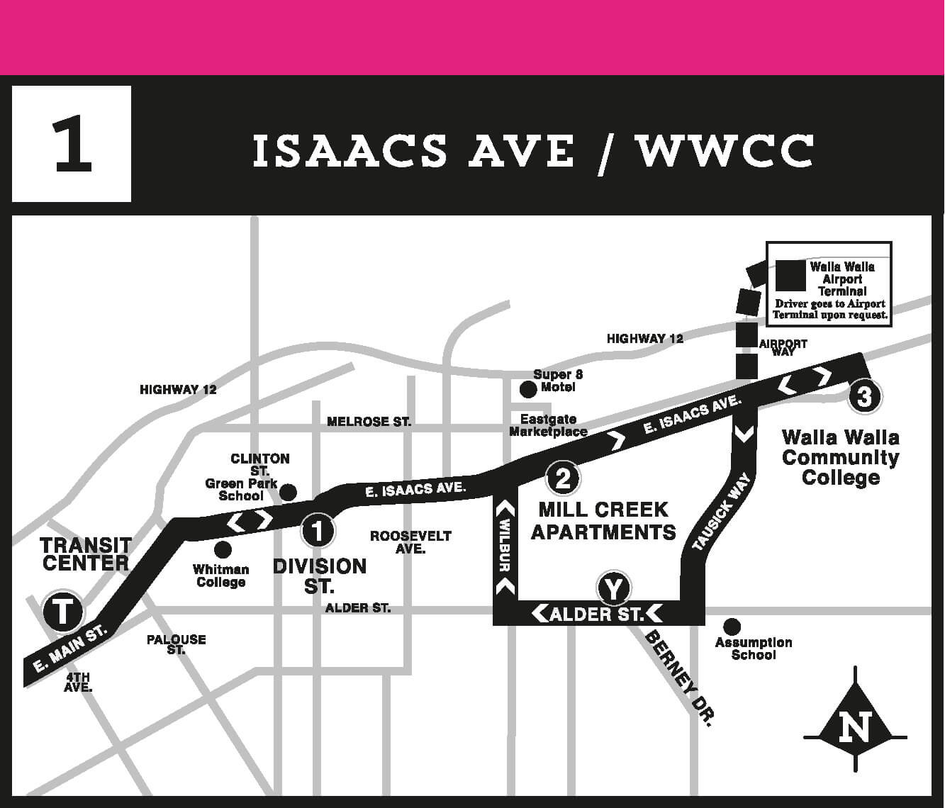 Bus route map for Isaacs Ave